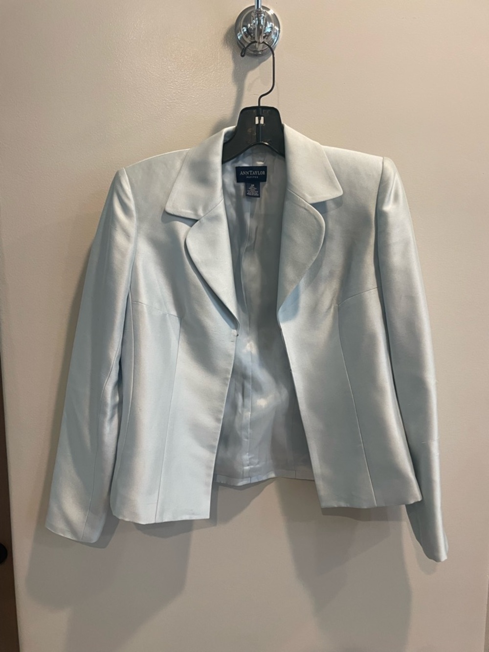 Ann Taylor Pale Blue Silk Tailored Blazer